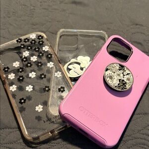 OtterBox Pink Case with Black and White Floral PopSocket